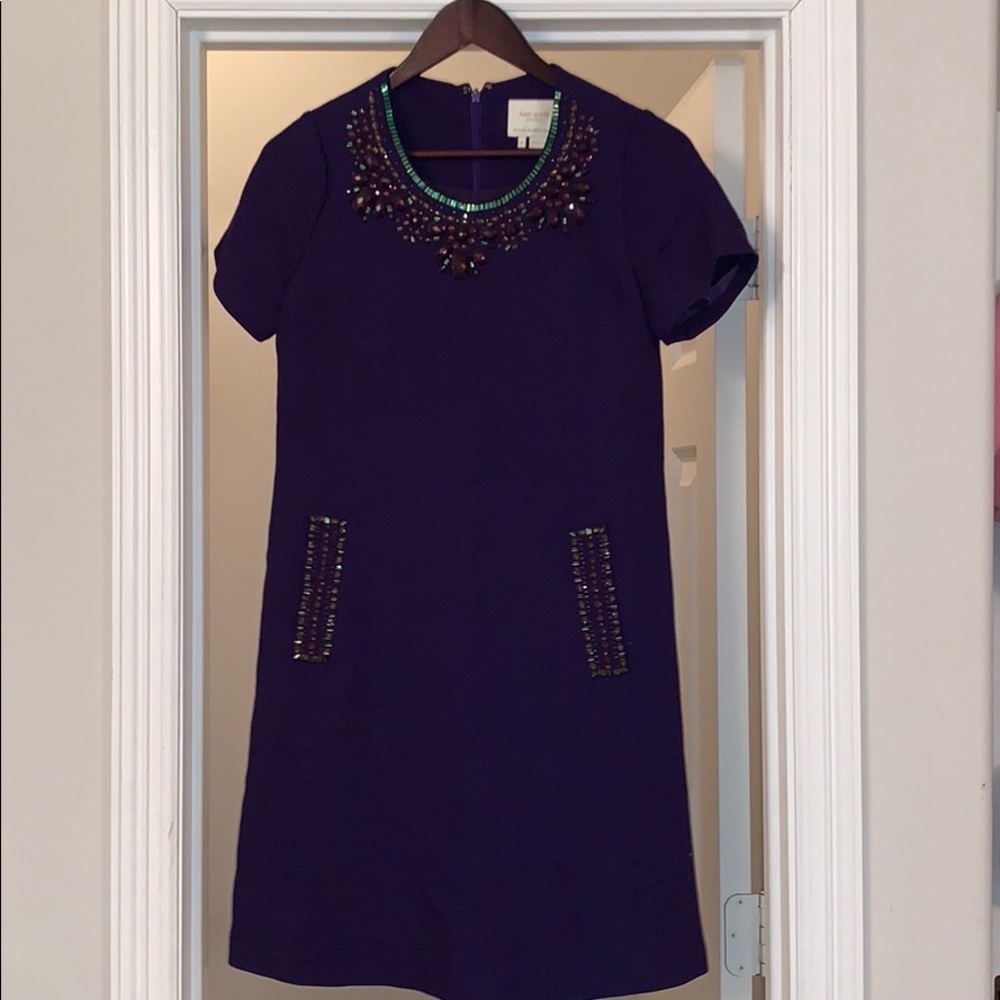 Purple Kate Spade dress with beading detail